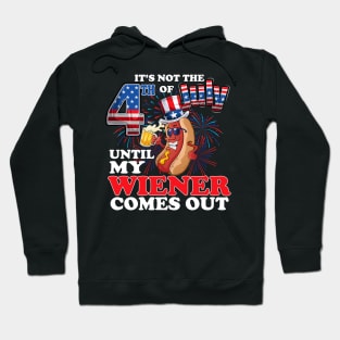 4th of July Hot Dog Wiener Comes Out Adult Humor Hoodie